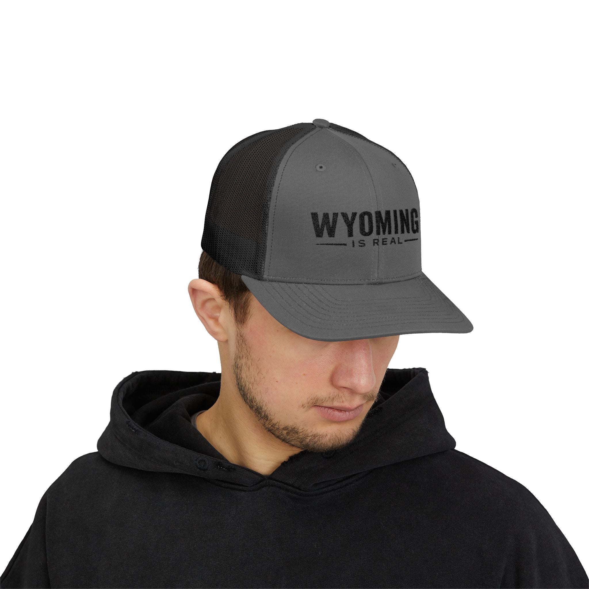 Wyoming Is Real Snapback Trucker Cap — Vintage Outdoor Mesh Hat