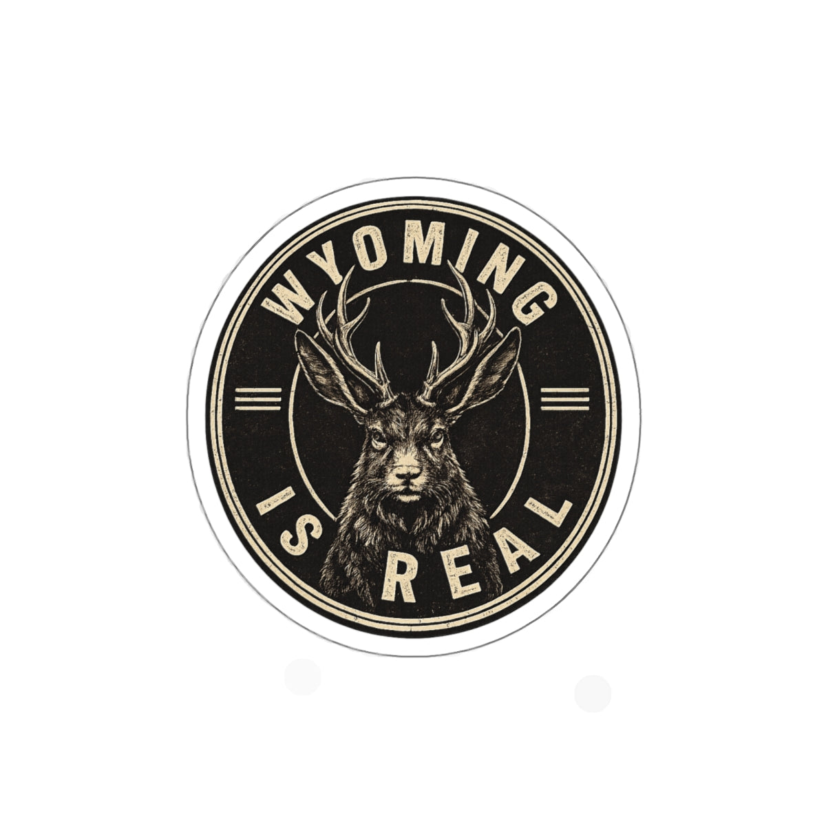 Wyoming Is Real Sticker — Vintage Deer Die-Cut Vinyl Sticker