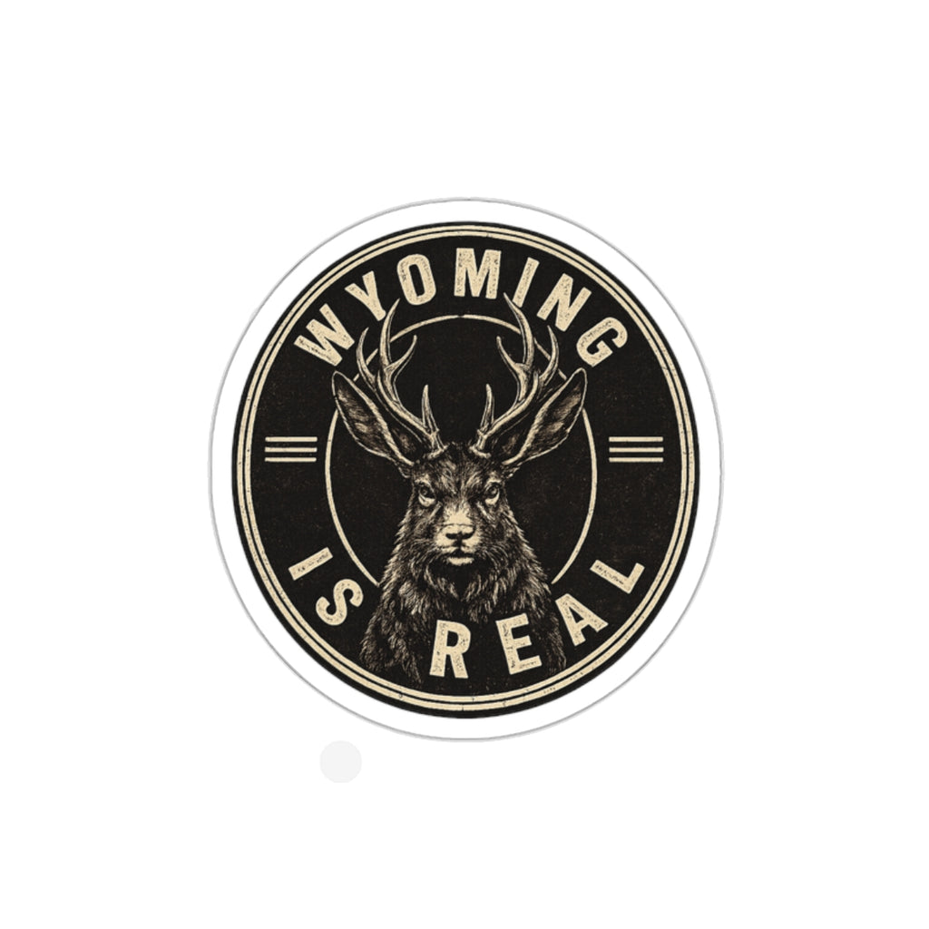 Wyoming Is Real Sticker — Vintage Deer Die-Cut Vinyl Sticker