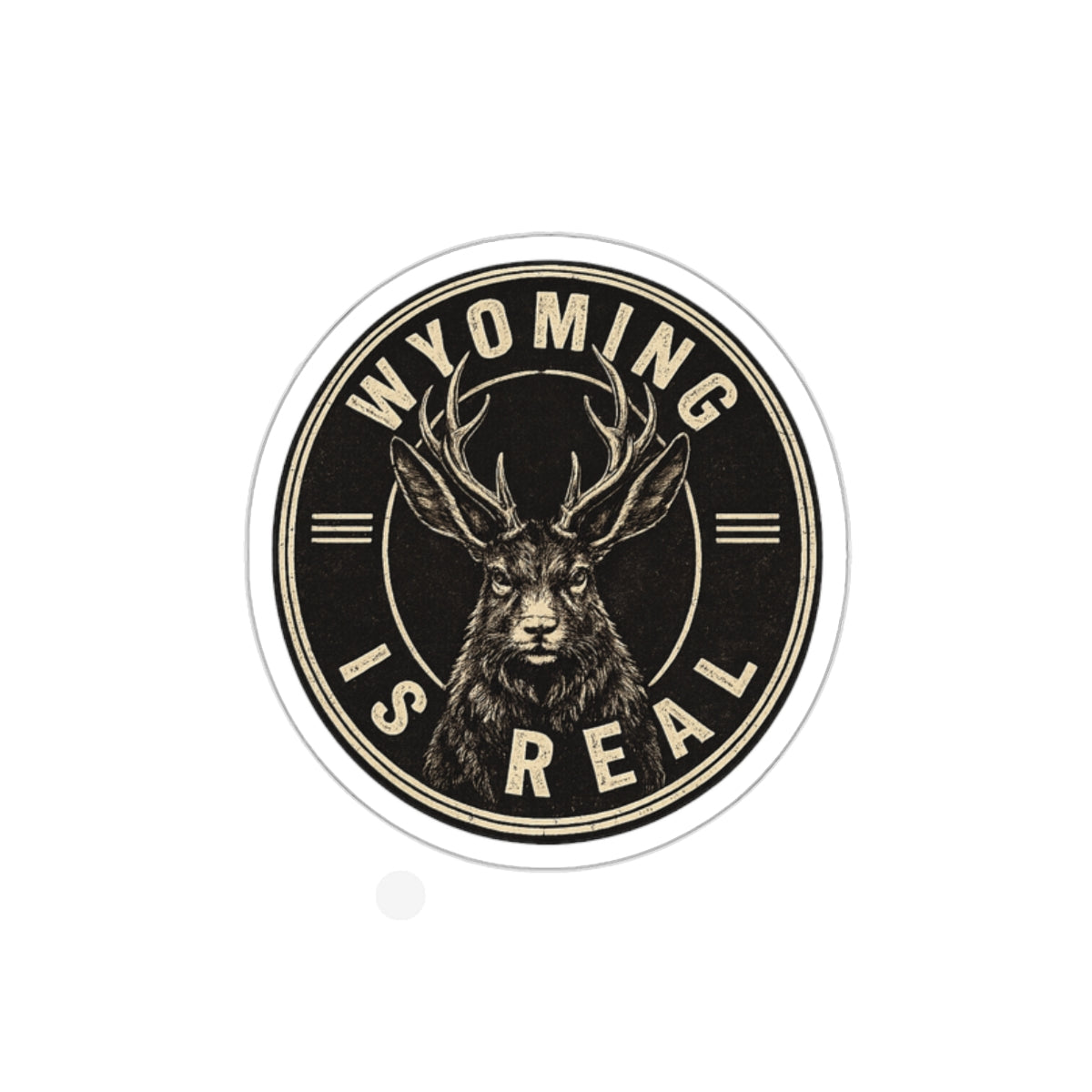 Wyoming Is Real Sticker — Vintage Deer Die-Cut Vinyl Sticker
