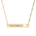 Wyoming Cutout Heart Bar Necklace — Engraved Pendant