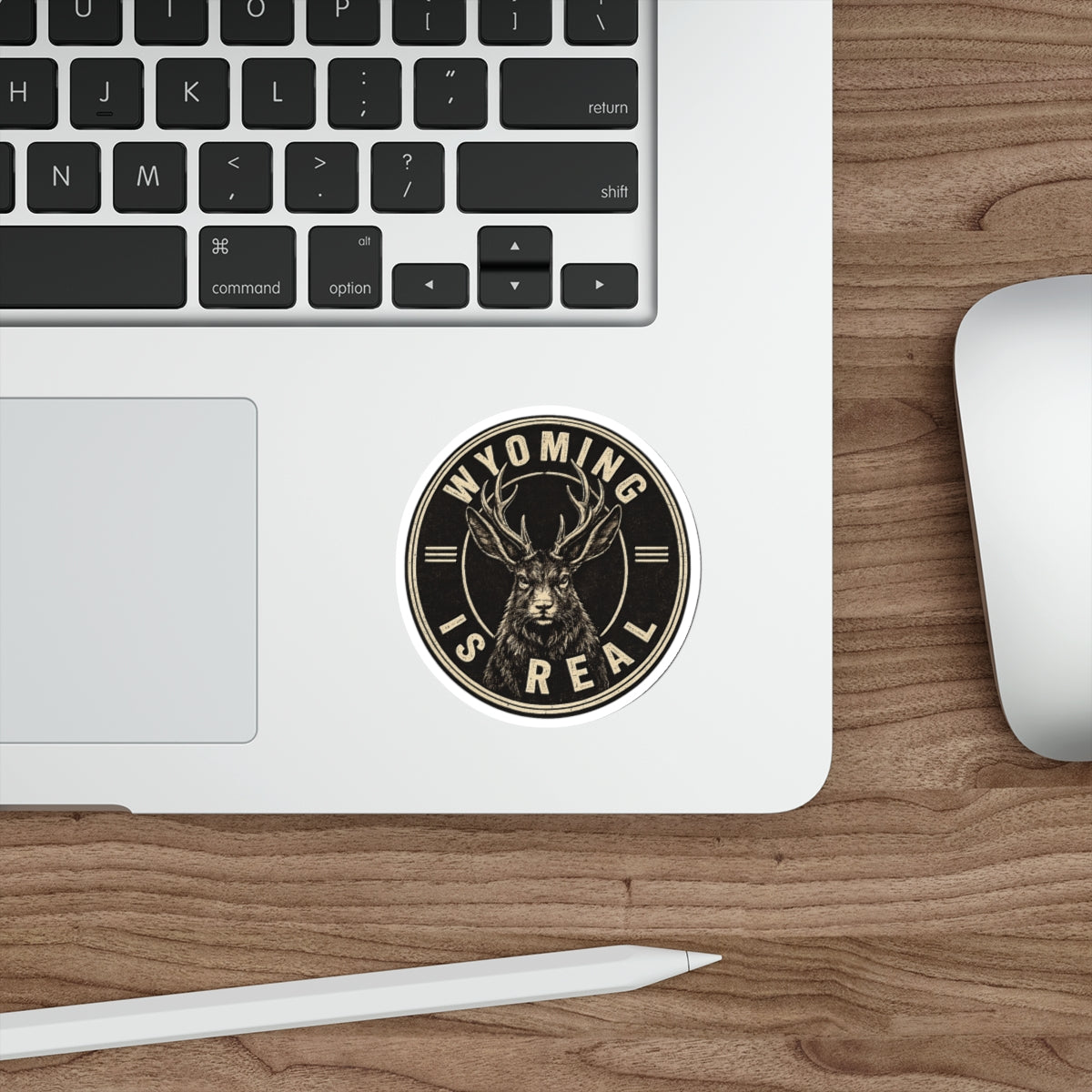 Wyoming Is Real Sticker — Vintage Deer Die-Cut Vinyl Sticker
